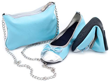 CatMotion Zapatos cómodos Plegables en su Bolso, Bailarinas para Niñas, Bombas para después de la Fiesta, Zapatos de Bolsillo, Zapatillas de Ballet Plegables (Snow Princess, Numeric_26)