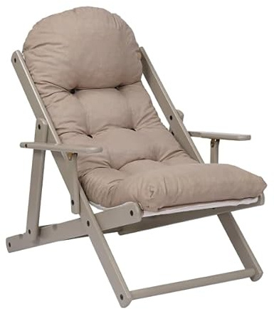 Liberoshopping Fauteuil Relax, inclinable en 3 Positions, Cadre de Jardin Cadre Gris Tourterelle Coussin de transat Super rembourré de Haute qualité (Corde)