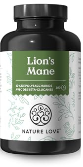 NATURE LOVE® Lions Mane - 180 Kapseln - hochdosiert mit 1500mg 30:1 Extrakt je Tagesdosis - 30% Polysaccharide und 5% Beta-Glucane - Hericium Erinaceus Mushroom - Vegan und laborgeprüft