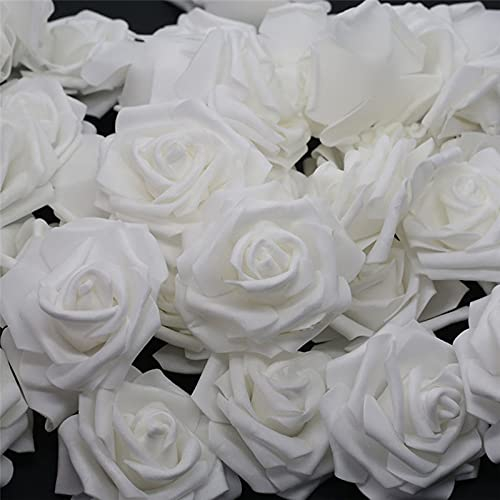 TFSYLISA Künstliche Rosen Blumen 50Stück Weiß Foam Rosen Kunstrose Rose für DIY Hochzeitssträuße Blumenarrangements Partytische Heimdekorationen