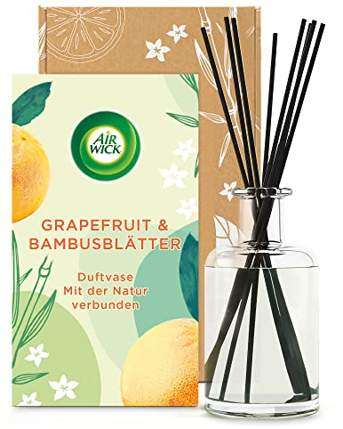Air Wick Duftvase – Duft: Grapefruit und Bambusblätter – Mit natürlichen ätherischen Ölen – 1 x 200 ml Raumduft mit Stäbchen