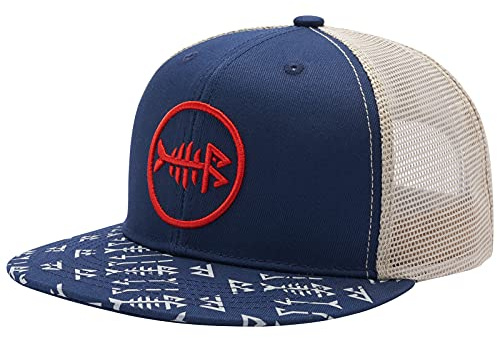 Bassdash Flat Brim Trucker Cap Ajustable Snapback Hat Mesh Back para Hombres Mujeres Pesca Caza