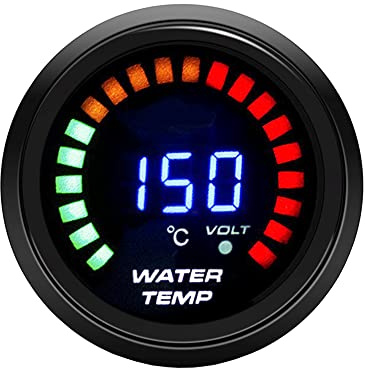 ETOPARS Motor de Coche Auto Digital 2 Pulgadas 52mm Medidor de temperatura del Agua Kit Refuerzo Pantalla Indicador de luz LED Tinte Humo Len Calibre Carreras