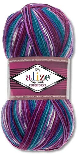 Wohnkult Alize 100 g Superwash Comfort Sockenwolle 33 Farben zur Auswahl EIN-/Mehrfarbig (4412)