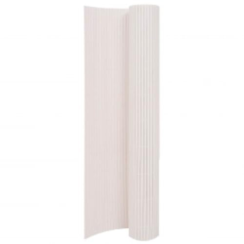 Gartenzaun Doppelseitig, PVC Sichtschutzmatte 90x400 cm Weiß für Balkon, Terrasse, Garten
