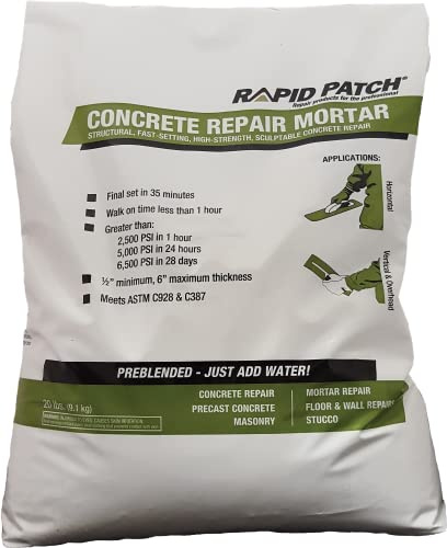 Rapid Patch Concrete Repair Mortar - Patch & Repair for Sidewalks, Driveways, & Curbs, Fast-Setting, Exterior (20 Pound, 1)