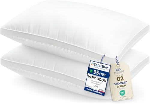 Utopia Bedding Pillows 2 Pack, Standard Bed Pillows, Brushed Fabric, White