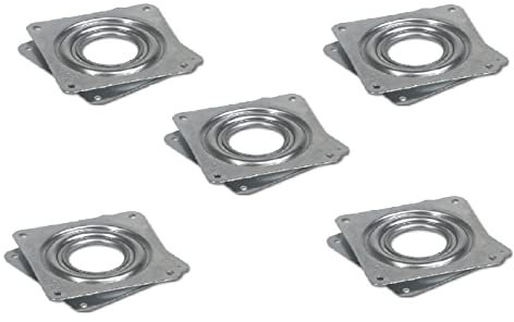 Gedotec Drehbeschlag 360° Drehteller zum Schrauben | Stahl verzinkt | Druck-Kugellager 80 kg | Schwerlast-Drehplatte 81 x 81 x 10,5 mm | 5 Stück - Drehplatte für Tischplatten - Küche - Möbel uvm.