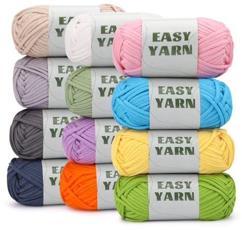 12 X 50g Häkelwolle Häkelgarn Schlauchgarn Häkelwolle Für Anfänger | 12 Farben Wolle Zum Häkelns Schlauchgarn Zum Häkelns Häkelgarn Anfänger Häkeln Dicke Wolle Gut Sichtbare Maschen
