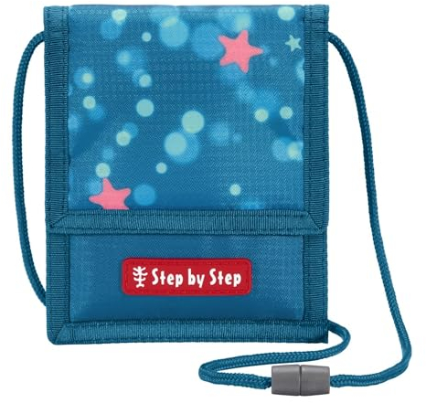 Step by Step Brustbeutel „Mermaid Lola“, mit Sichtfenster, Münzfach mit Reißverschluss, Schlüsselbefestigung, zum Umhängen, für die 1. bis 4. Klasse, blau