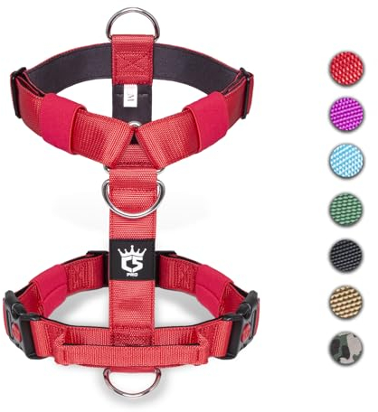 TSPRO Taktisches No-Pull Schwerlast-Hundegeschirr mit Griff & Schnellöffnungsverschluss, Stabil Adjustierbar für Mittelgroße bis Große Hunde zum Wandern und Laufen (Rot M)