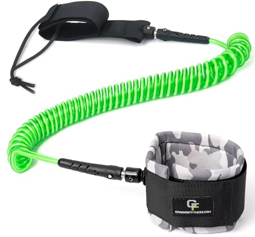 Gradient Fitness Ankle Surfboard Leash, Boogie Board & Paddle Board (SUP) Strap Leash (Green)