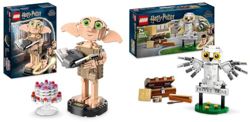 LEGO 76421 Harry Potter Dobby the House-Elf Set, Movable Iconic Figure Model & Harry Potter Hedwig at 4 Privet Drive, Buildable Toy for 7 Plus Year Old Kids, Girls & Boys, with an Owl Figure