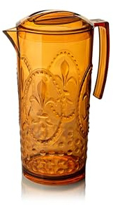 Bastilipo - JARRA 2,5 LT. MOD. FLOR DE LIS COLOR ÁMBAR. Jarra de policarbonato tamaño grande, reutilizable, libre de BPA, 2,5 litros de cap