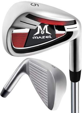 MAZEL WM-X3 Golf Single Iron Club 1,2,3, 4,5,6,7,8,9, P, S, eje de acero inoxidable premium, cara fresada CNC para más giro (rojo, hierro individual 5)