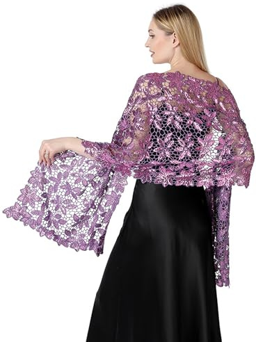 FAIRYGATE Wraps Large Women's Glittering Shawl Shawls for Weddings Lightweight Sequin Wedding Scarf Soft Comfortable Fashionable Banquet Cape Bolero Evening Wrap Violet UC1530