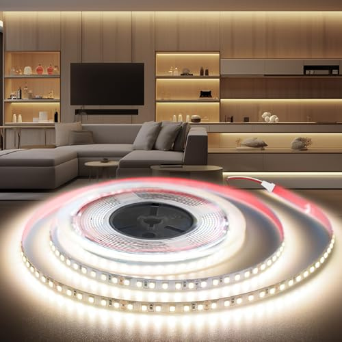 BRIMETI LED Streifen 24V Selbstklebend LED Strip 20M 4000K Neutralweiß 8mm Breite 120LEDs/M, Flexibel Licht Band Leiste DIY IP20, für TV, Beleuchtung Schlafzimmer(ohne Netzteil)