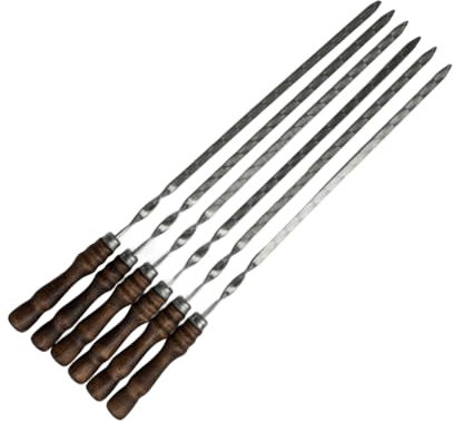 GrillSpieß mit Holzgriff 62cm, Schaschlikspieß edelstahl, Grillspieße, Spieße, 3 mm-1 St