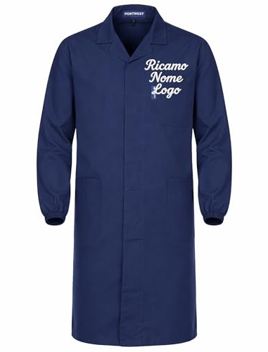 Camice da Lavoro Leggero, Con Tasconi ed Elastico ai Polsi (BLU SCURO, XXL)
