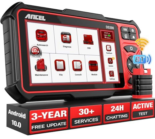 ANCEL DS300 Wireless OBD2 Diagnosegerät für Alle Fahrzeuge, BT OBD2 Diagnosegerät Auto mit Alle System und 30+ Resets, Bidirektionale Auslesegerät Auto mit CANFD&DOIP, V.A.G-geführte, 3 Jahres Updates