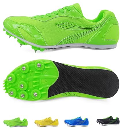 Leichtathletik-Spikes-Schuhe, Rennsport, Springen, Sprinten, Laufen, Spikes, atmungsaktiv, Spikes, Unisex, Laufen für Herren, Damen, Jugendliche, Jungen, Leichtathletik, grün, 33 EU