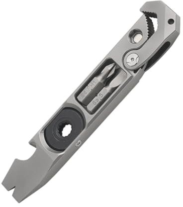 MRNHA Pied de Biche EDC en Titane, Outil Multifonctionnel, Clé/Pied de Biche/Tournevis/Tournevis à Clous/Ouvre-Bouteilles et Autres Fonctions