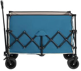 Generisch XXL-Faltwagen mit All-Terrain-Rädern – 300L Volumen, 220kg Tragkraft, Blauer Premium-Transportwagen für Strand, Camping, Garten & Einkauf (42,91 L x 20,87 B x 32,68 H)