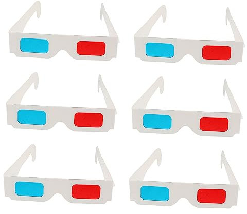 SEWACC 100pezzi Occhiali Per Film Montatura Bianca in Cartone Occhiali Usa e Getta Lenti Anaglifiche Rosse e Blu Per Eventi Familiari e Serate Cinema