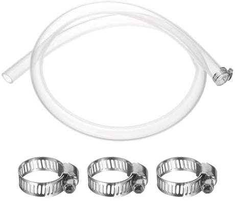 sourcing map Silicone Tubing, 0.59 ID. 0.79 OD. 3.28 ft Length Transparent Tube with Clamps High-Temperature Silicone Hose Tube for Water Oil Transfer, Clear