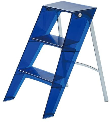 Sgabello pieghevole a 3 gradini per adulti Sgabello portatile in acrilico leggero a 3 livelli pieghevole scala trasparente blu aiuto per casa e cucina