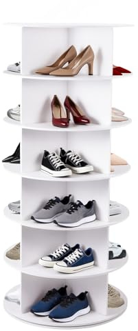 Drehbares Schuhschrank Rotierender Schuhturm 6 Ebenen 360° DrehbaresSchuhregal Mit 24 Fächern (4 Pro Ebene) Für Schuhe & Taschen Platzsparendes Standregal Für Flur, Schlafzimmer Oder Kleiderschrank
