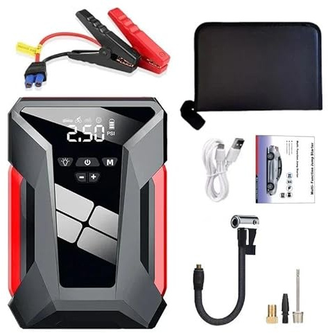 Booster Autobatterie, 28000 mAh, tragbares Starthilfegerät (bis zu 10,0 l Benzin & 8,0 l Diesel), 12 V Jump Starter, Sicherheitsklemmen, LCD-Display und LED-Licht (1 Stück)