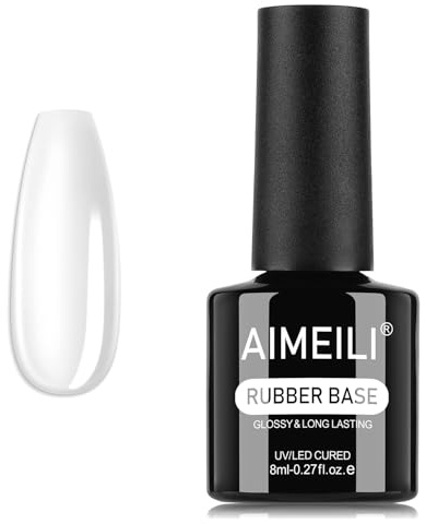 AIMEILI Vernis Semi Permanent Gel Rubber Base Coat Transparent Gel Polish UV LED Renforcement et Réparation de Manucure, Colle de Décorations 8ml