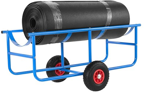 The Workplace Depot Carpet Trolley – Heavy-Duty Steel Frame, 250kg Capacity, Blue Powder-Coated Finish, 250 mm Pneumatic Tyres – Industrial Roll Transport for Warehouses & Showrooms
