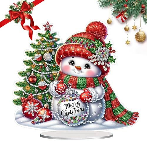 Ruiaqer Diamond Painting Tischdeko Weihnachtsdeko,5D Diamant Painting Weihnachten Tischdeko,Weihnachten Tisch Deko,Christmas Decorations,Winter Weihnachtsfeier (yeti)