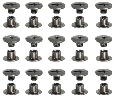 YELARXI Chicago Screws, Leather Rivets, Screw Rivets Phillips Binding Post - Fitting for (Leather Crafts - Belt - Bag - Bookbinding) M5 x 4 mm & 80 Pack & Black