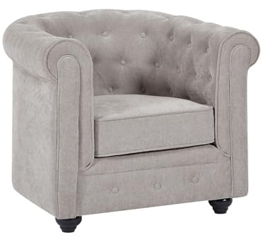 Vente-unique-Sillón de Tela Gris Chesterfield