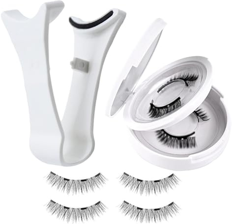 Magnetiska ögonfransar, Magnetic Lashes Kit - 4-stycken naturliga look frans med applikator,Återanvändbara ögonmakeupverktyg för hemdatum Föreställningar fungerar utgående