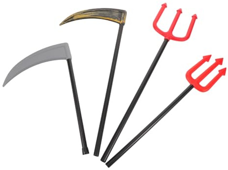 PACKOVE 4 Piezas Guadañas Simuladas de Halloween Accesorios de Cosplay de Plástico Seguro para Decoración Realista para Fiestas Actuaciones y Reuniones Temáticas