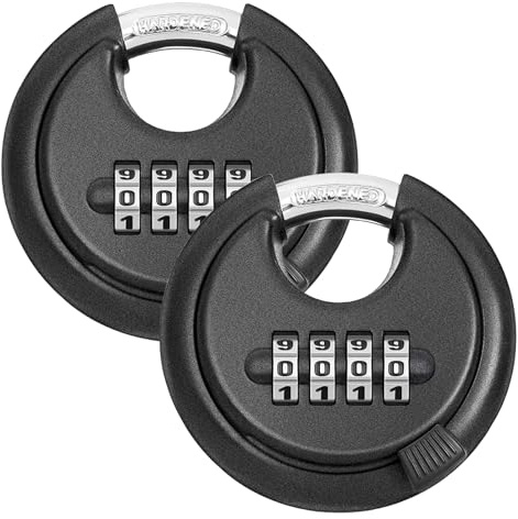 Gykutix Lot de 2 Cadenas à Combinaison Ronds 70mm en Acier Inoxydable Résistant aux Intempéries avec Code Numérique à 4 Chiffres pour Remise, Clôture, Entrepôt (Noir)
