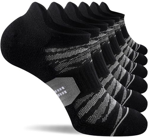 Niorasen Sneakersockor Herr Dam, Andningsbara Korta Sportsockor med Fodrat Hälsfoder, Bomulls löparsockor ankelsockor Unisex Vit Svart, 6 Par