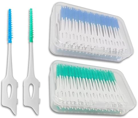 JYYWTSI 400 cepillos interdentales de silicona en caja de cepillos interdentales suaves con caja de almacenamiento para espacios interdentales, limpieza suave y cuidado de las encías