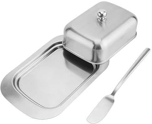 Mantequillera tapada,Acero inoxidable grande con esparcidor - mantequillera tapada para encimera | para Hogar Cocina Encimera Armario Despensa Mesa Apartamento Casa Rural Restaurante