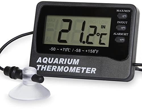 ETI Aquarium Thermometer LCD Digital Thermometer with Suction Cup Fish Tank Water and Room Temperature Thermometer for Fish Tank Aquarium