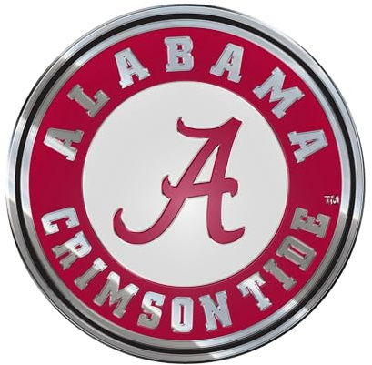 FANMATS 60508 Alabama Crimson Tide Heavy Duty Aluminum Embossed Color Emblem, Auto Emblem Decal