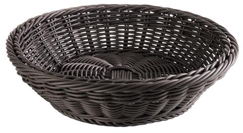 APS Korb, rund, Obstkorb, Brötchenkorb, Frühstücksgebäck, Brötchenschütte, Präsentkorb, handgeflochten Ø 29 cm, H: 7 cm Polypropylen, schwarz
