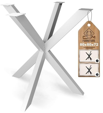 CM Furniture Tischbeine Tischgestell Metall Weiß Hoch 72 cm für Esstisch Gartentisch Konferenztisch Rund/Quadratisch Massiv Tischplatte Holz Glass Spider/Spinnen Stern Look Premium DIY Projekt