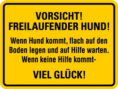 Schild Alu Vorsicht! Freilaufender Hund! Wenn Hund kommt. 150 x 200 mm (Warnung Wachhund, Hundeschild) praxisbewährt, wetterfest