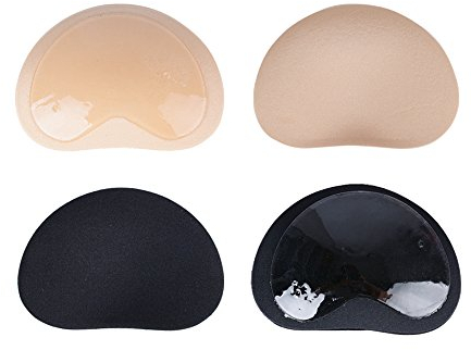(Kit da 2 Paia) Imbottitura Spugna Rilievo Inserti Reggiseno Push Up per Costume da Bagno Bikini Donna (Taglia Unica, Nudo + Nero)