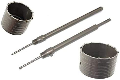 SET 2 FRESE CAROTATRICI PER CEMENTO 80 E 100 mm + ASTE 350 mm SDS PLUS E MAXI